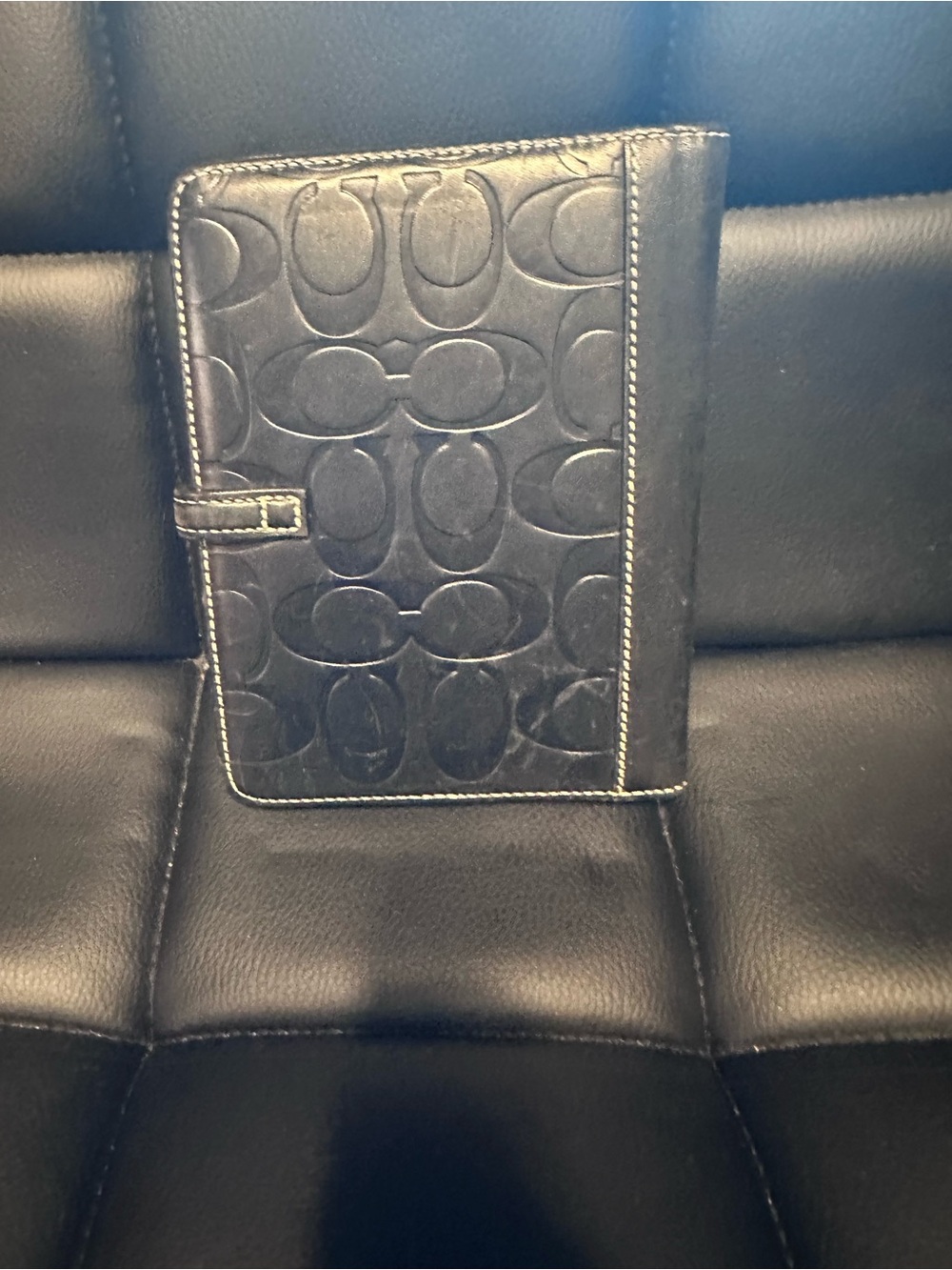 Vintage Coach Black Leather Organizer/Wallet with Snap Tab